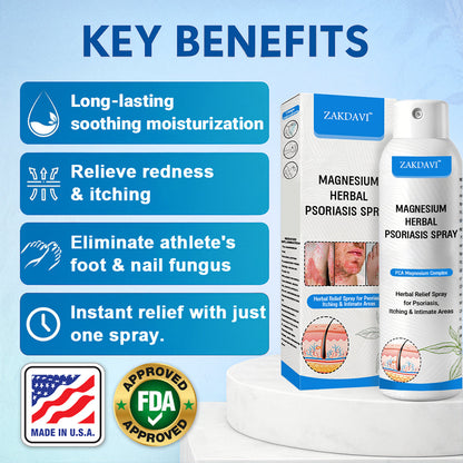 ✅ Zakdavi™ Magnesium Herbal Psoriasis Spray – FDA Certified Relief for Psoriasis, Eczema & Skin Tags
