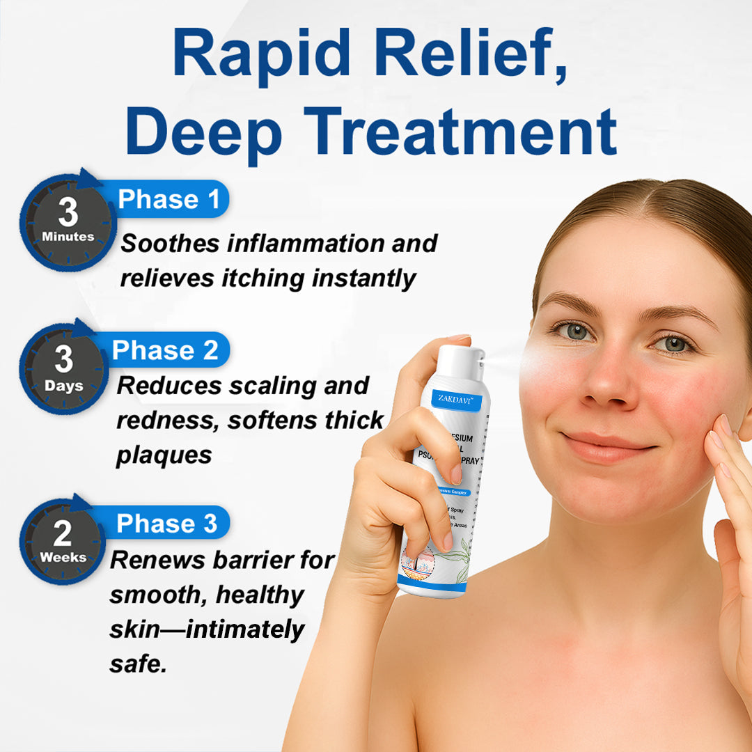 ✅ Zakdavi™ Magnesium Herbal Psoriasis Spray – FDA Certified Relief for Psoriasis, Eczema & Skin Tags