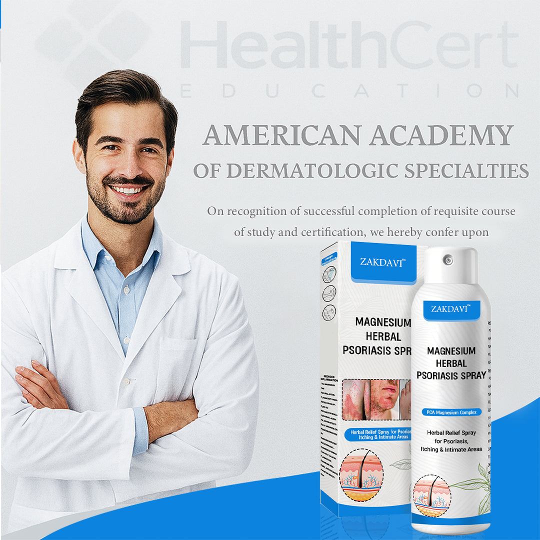 ✅ Zakdavi™ Magnesium Herbal Psoriasis Spray – FDA Certified Relief for Psoriasis, Eczema & Skin Tags