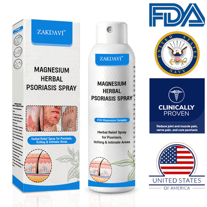 ✅ Zakdavi™ Magnesium Herbal Psoriasis Spray – FDA Certified Relief for Psoriasis, Eczema & Skin Tags