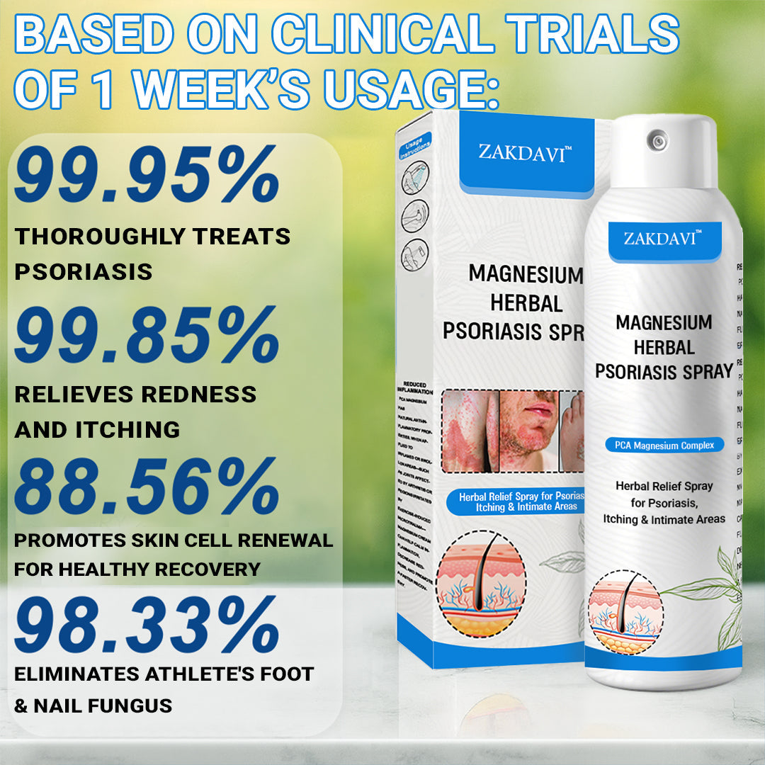 ✅ Zakdavi™ Magnesium Herbal Psoriasis Spray – FDA Certified Relief for Psoriasis, Eczema & Skin Tags